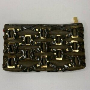 Tory Burch RARE Olive Green Gold Metal Clutch